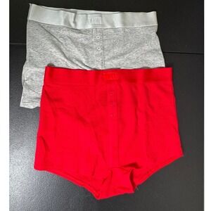 NWT Victoria's Secret PINK Boyshort Panties Set 2 Red Gray Heather Large